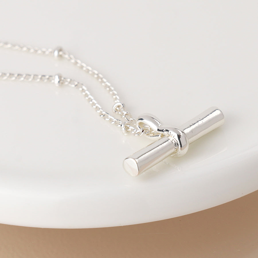 Silver Plated T-Bar Pendant Necklace