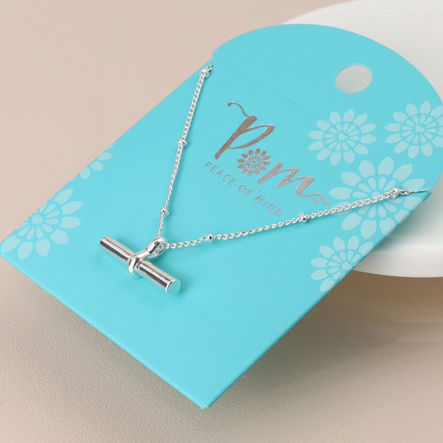 Silver Plated T-Bar Pendant Necklace