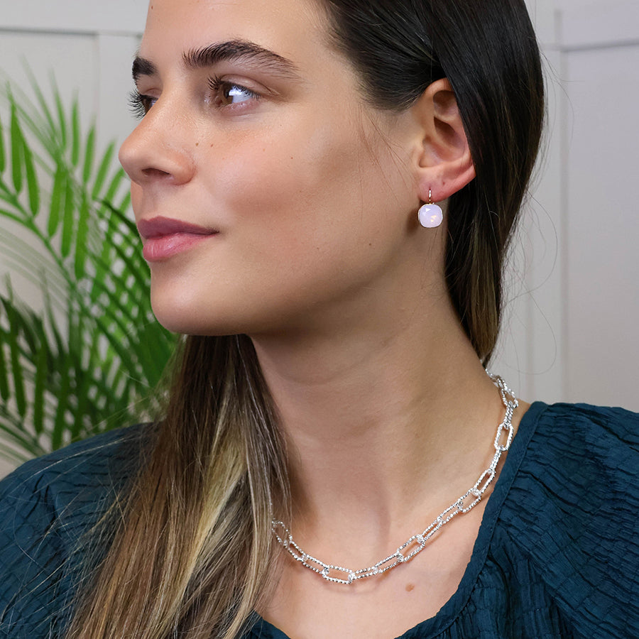 Silver Plated Textured Paperchain Link Necklace