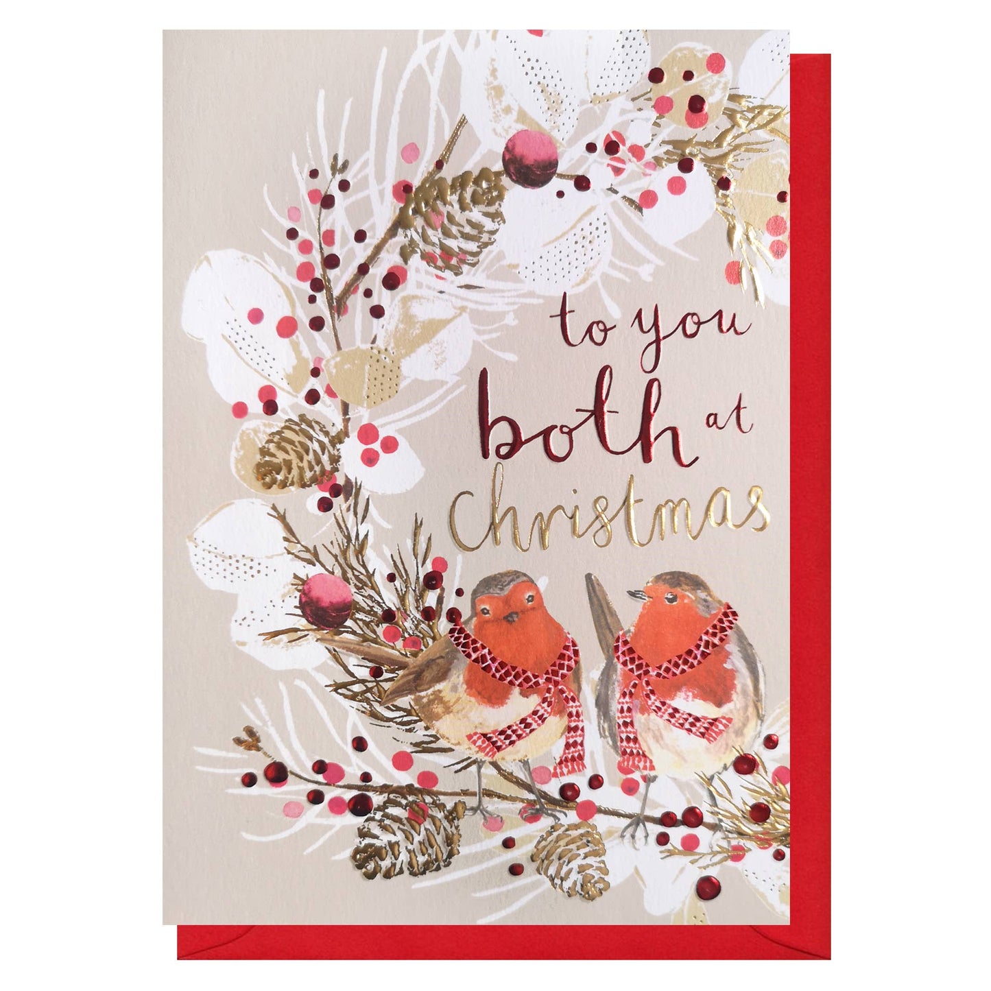 To You Both At Christmas | Robins & Wreath | Christmas Card