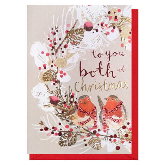To You Both At Christmas | Robins & Wreath | Christmas Card