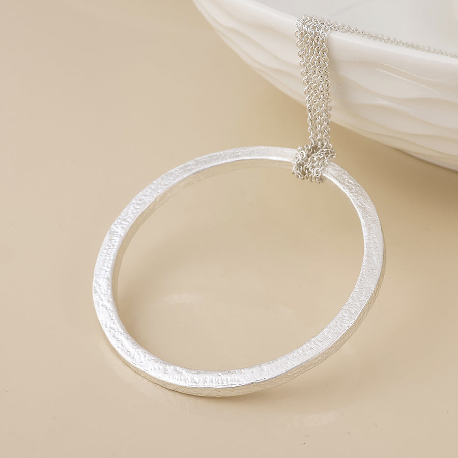 Luna silver plated large hoop layered chains necklace