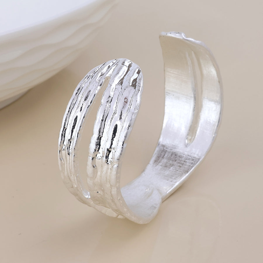 Solstice silver plated worn crossover cuff bangle