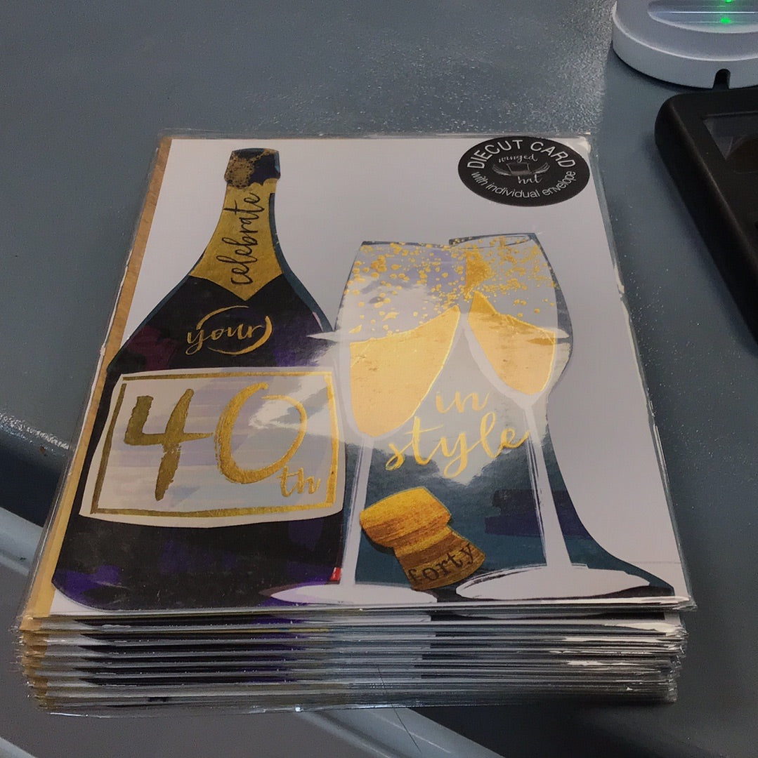 40 birthday card winged hat