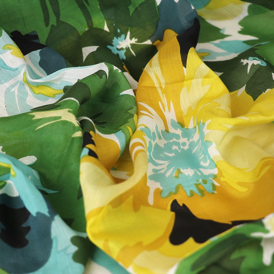 Green Mix Abstract Floral Print Long Kimono - Peace of Mind (POM). Available at Sweet P, Burnside, Glasgow