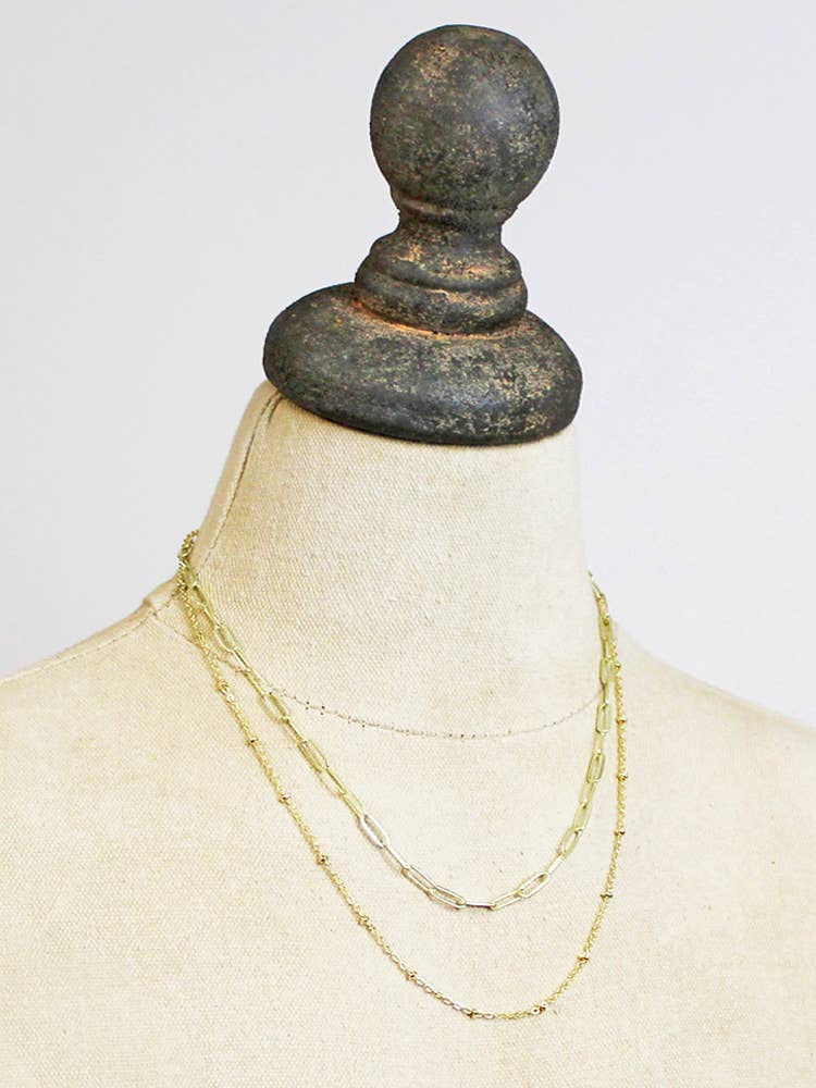 Double Strand Gold Plated Necklace