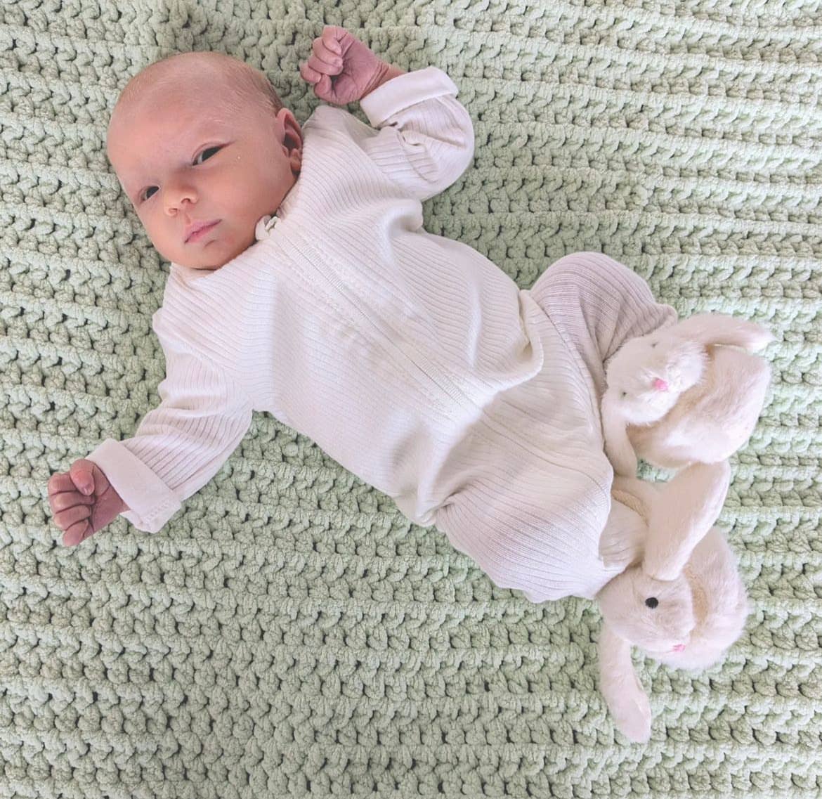 Bunny Baby Soft Slippers – Cream, 0-6 Months