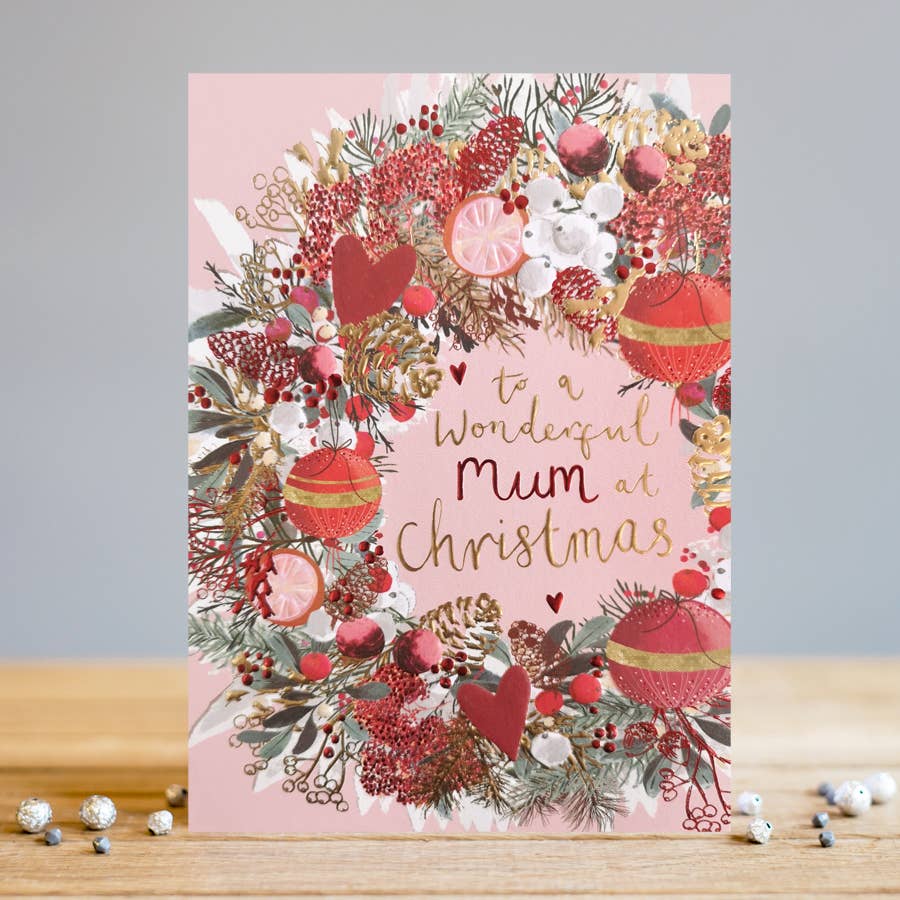 Mum Christmas Wreath Card | Holiday Card | Seasonal Cards