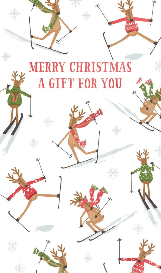 Skiing Reindeers-Christmas Card -Money Wallets-Second Nature