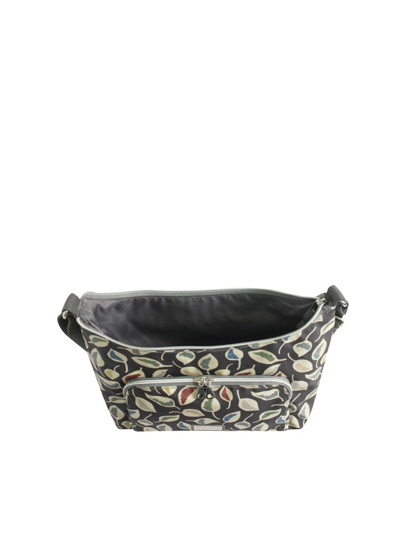 Earth Squared Oil Cloth Hobo Bag - Grey Leaf