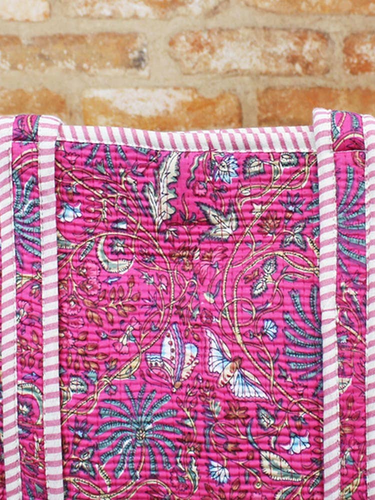 Quilted Cotton Tote Bag – Pink