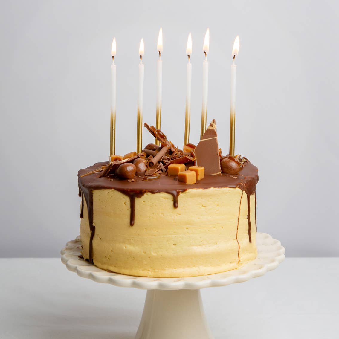 White and Gold Candles - 16 Pack