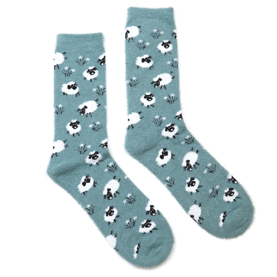 Dusky blue fluffy sheep socks