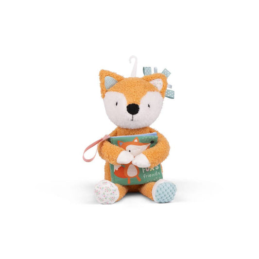 Snuggables Medium Plush Fox with Cloth Book – Sensory Plush Toy & Interactive Book Set for Babies
