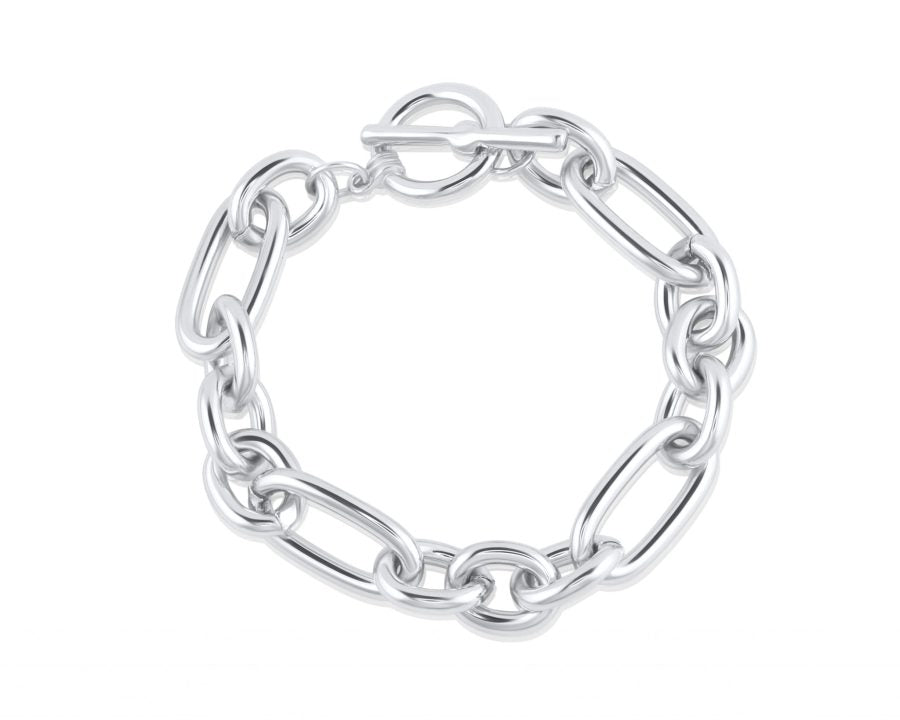 Silver Plated Chunky Bracelet with T-Bar Fastening