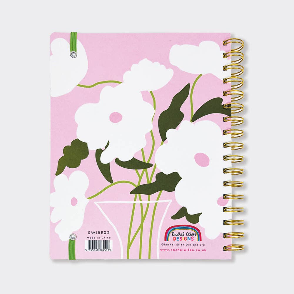 Bold Pink Daisy Planner – A5+ Wiro Notebook with To-Do & Priorities Lists