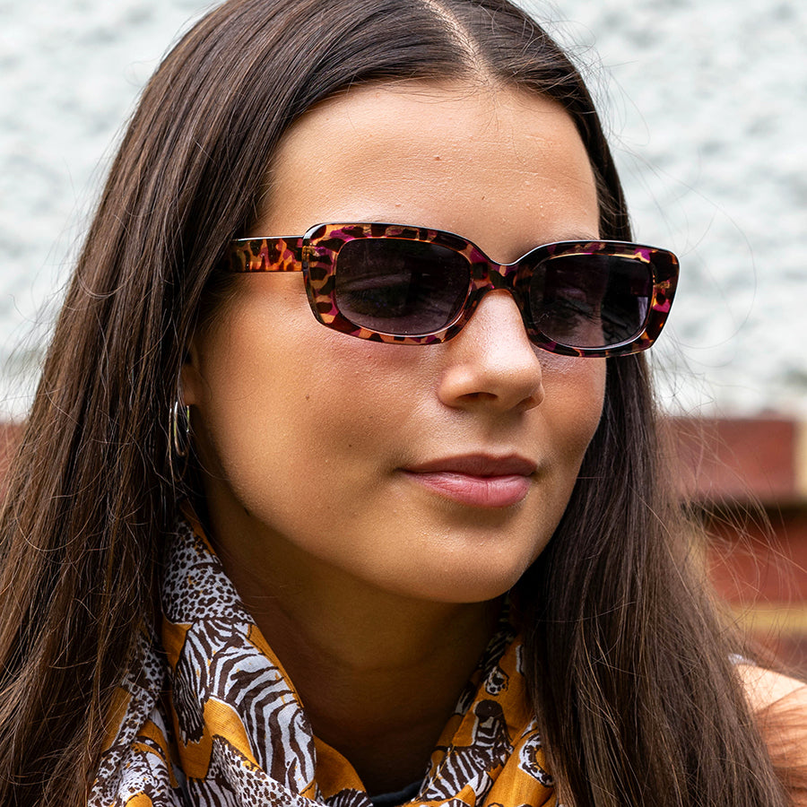 Purple mix rectangle frame recycled sunglasses