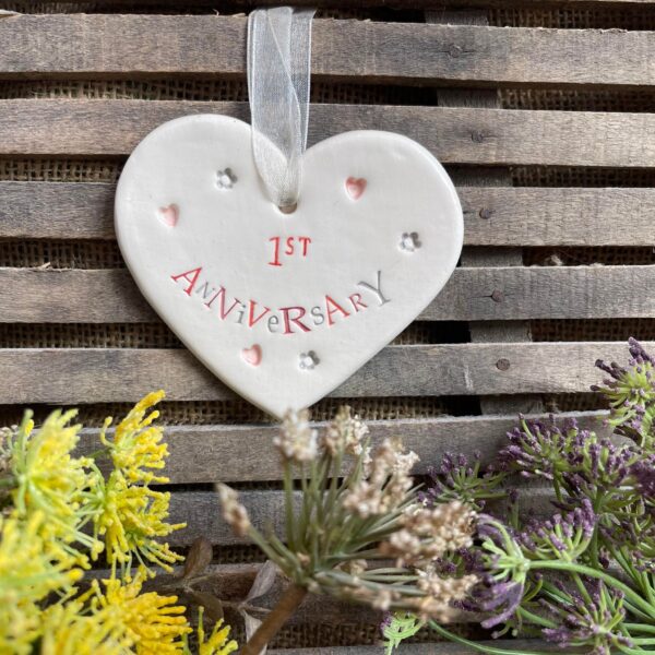 Hanging Ceramic Heart - 1st Anniversary
