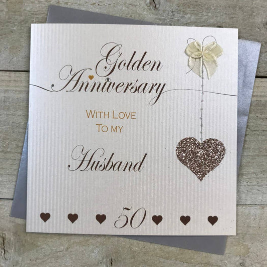 50th Husband Golden Anniversary Heart Card