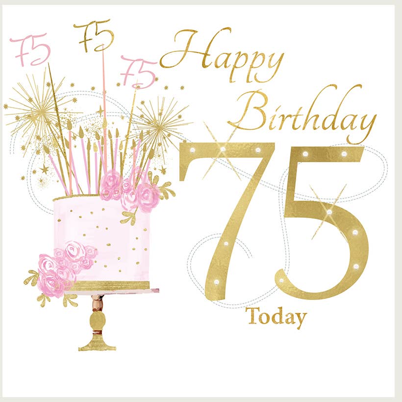 Age 75 Birthday Card - Pink