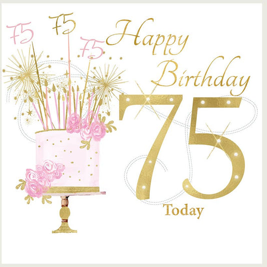 Age 75 Birthday Card - Pink