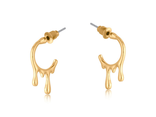 Gold Plated Dripping Hoop Earrings