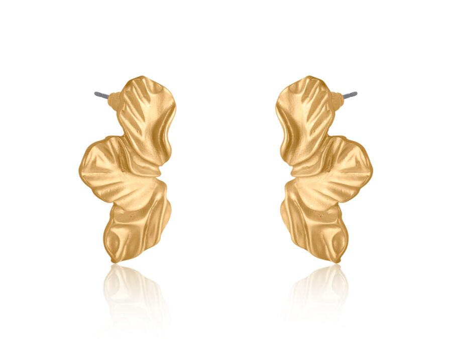 Gold Plated Oversized Floral Stud Earrings