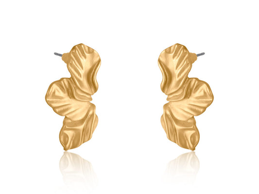 Gold Plated Oversized Floral Stud Earrings