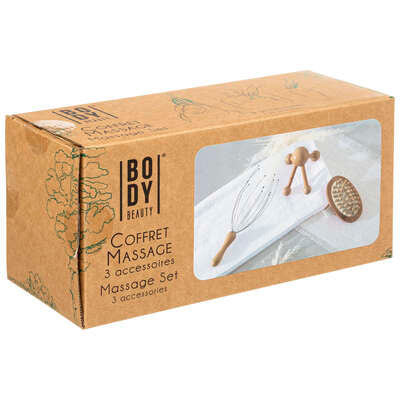 Wooden Massage Box Set – 3-Piece Relaxation Kit with Head Massager, Back Massager, and Universal Body Massager