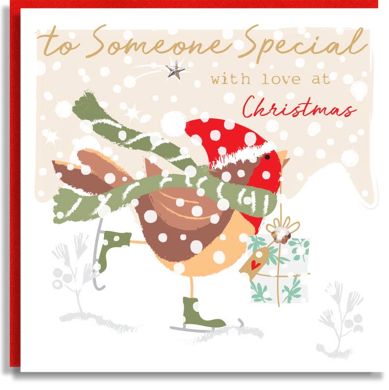 Someone Special Robin Snow Christmas Sequin Card Wholesale