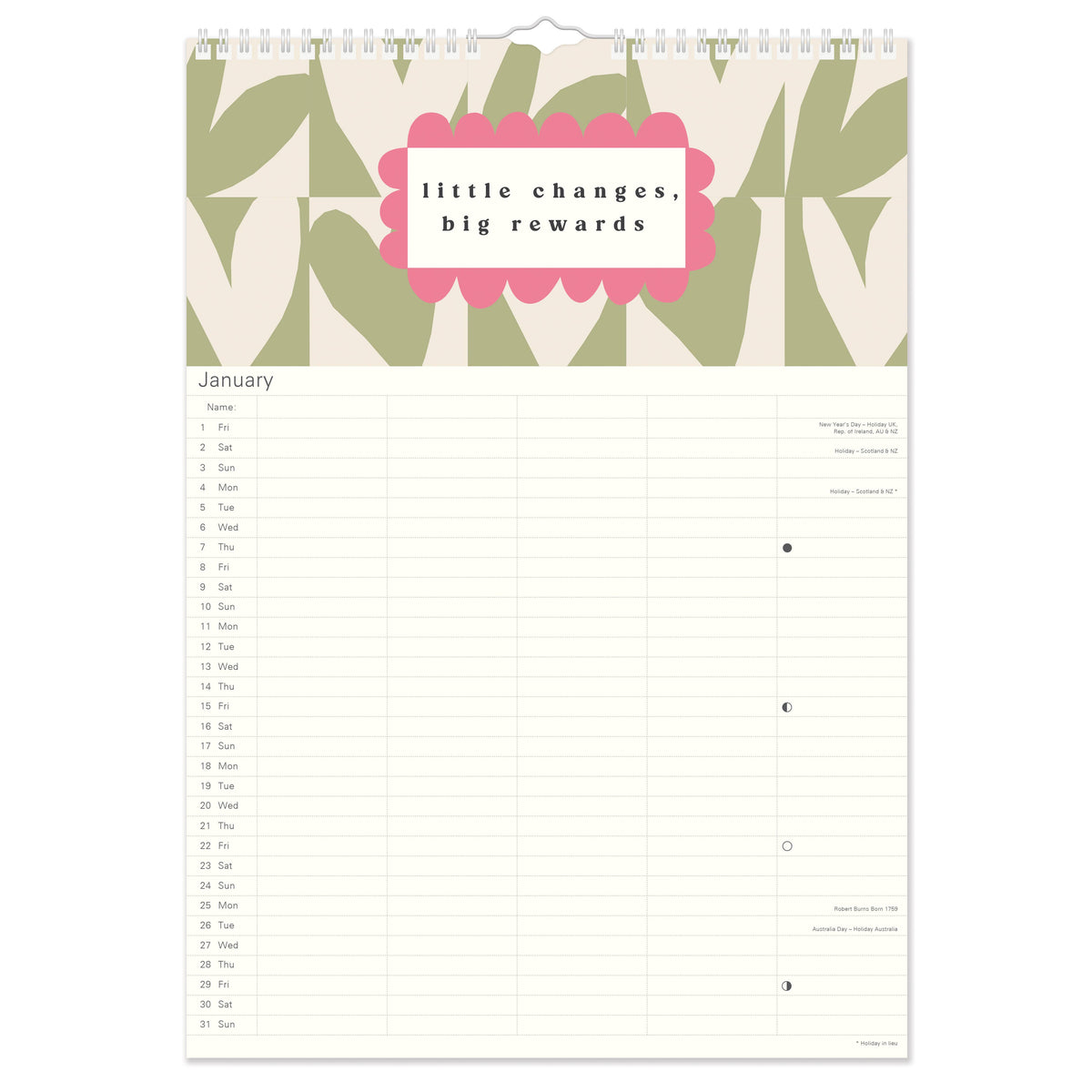 Caroline Gardner 2027 Hearts/Mixed A3 Family Calendar