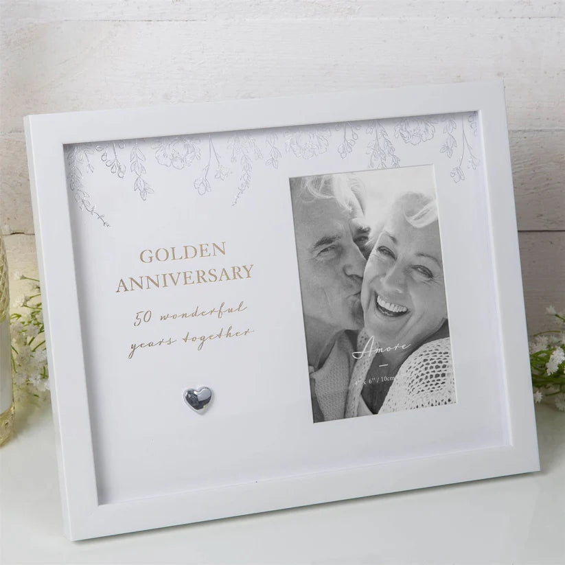 50th Golden Wedding Anniversary Photo Frame – 4" x 6"