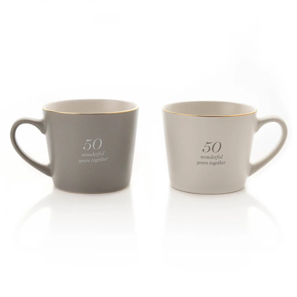 50th Golden Wedding Anniversary Mug Set