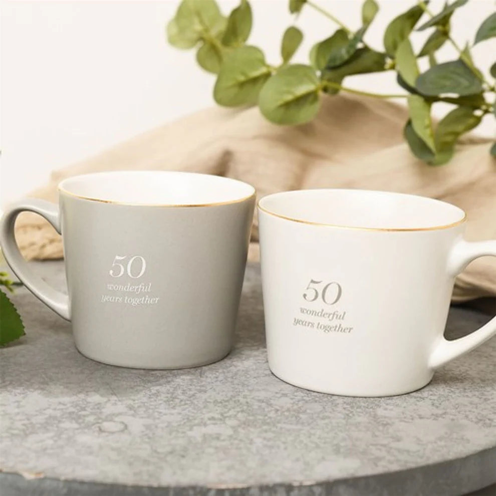 50th Golden Wedding Anniversary Mug Set