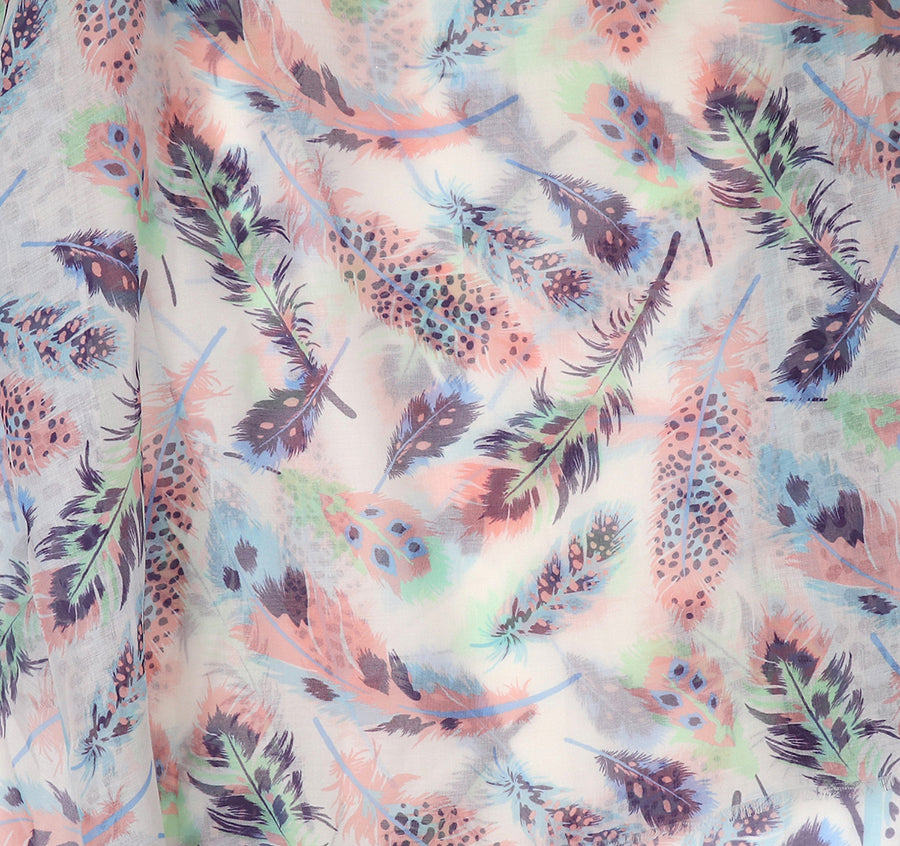 Pastel mix feather print scarf