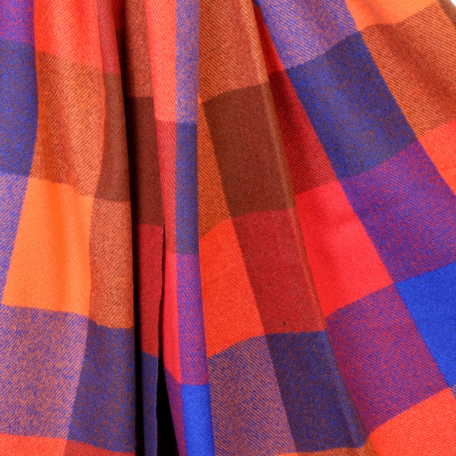 Esme orange and blue mix check scarf