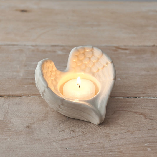 White Angel Wing Tea Light Holder
