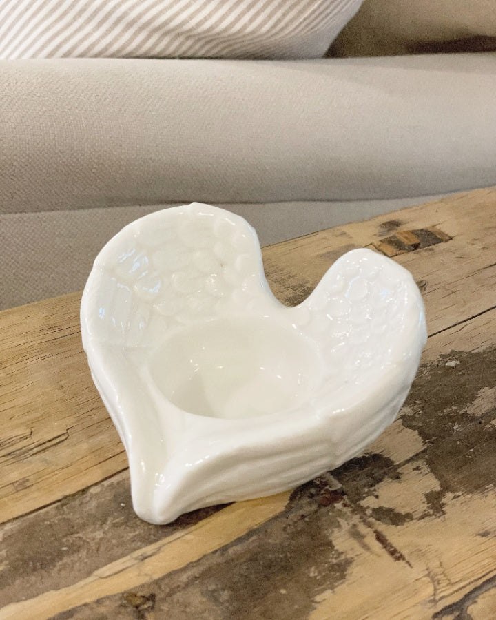 White Angel Wing Tea Light Holder