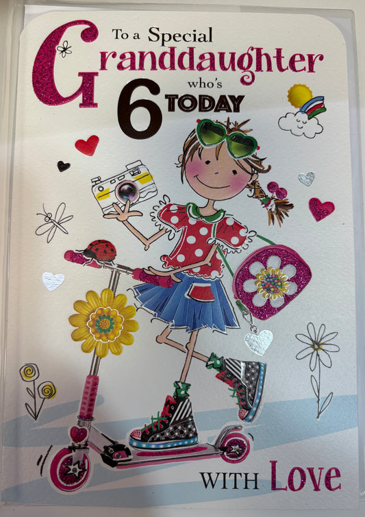 Granddaughter Birthday Card Age 6 - Jonny Javelin