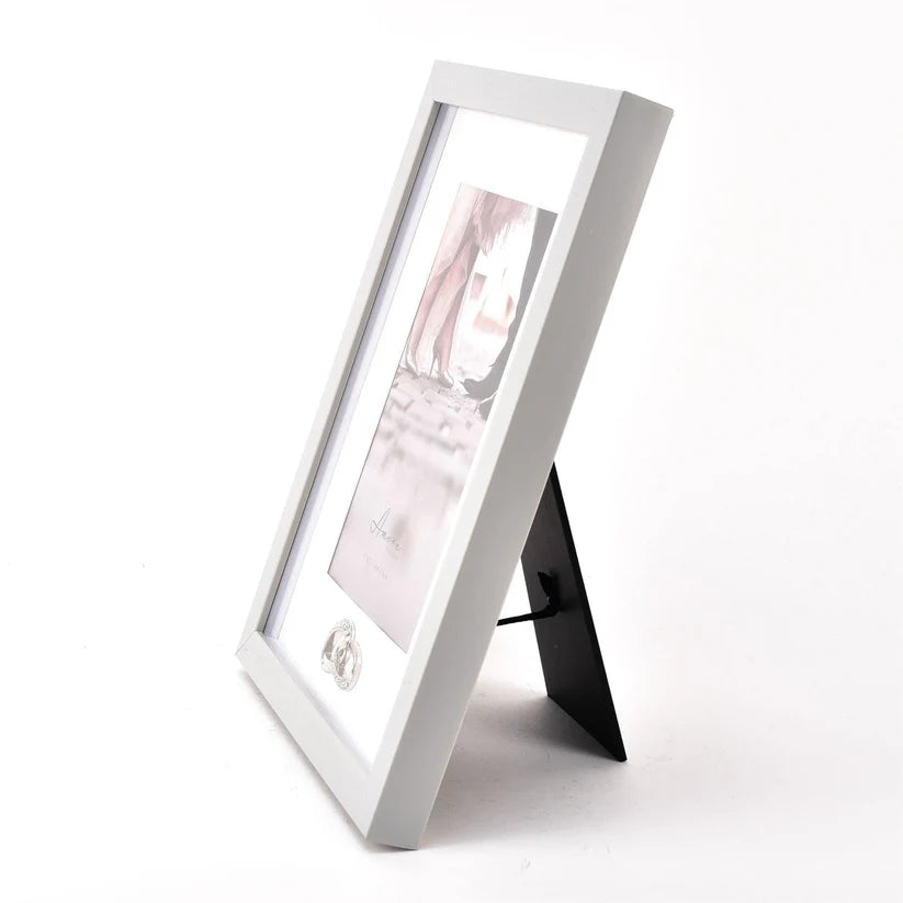 5x7 Grey Photo Frame with Silver Rings – Anniversary, Wedding or Engagement