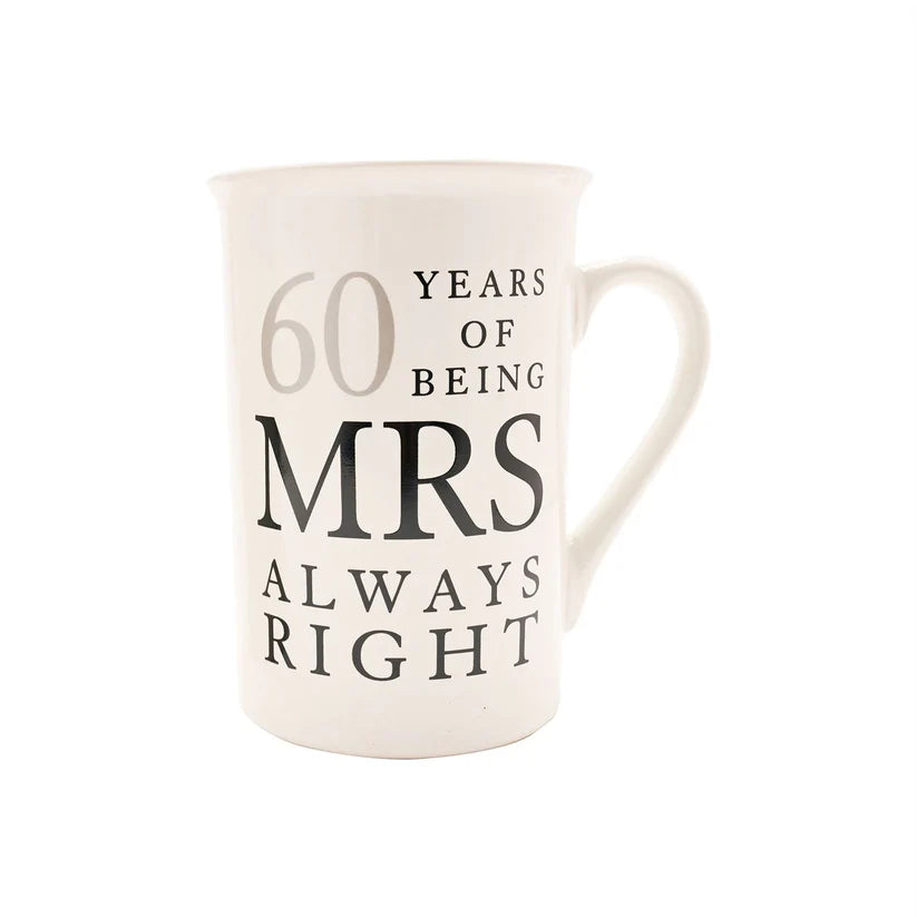 60th Diamond Wedding Anniversary Mug Set – Mr Right & Mrs Always Right