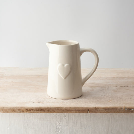 Ceramic White Heart Jug – 11cm