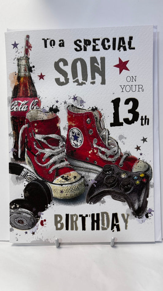 13th birthday son card - Jonny Javelin
