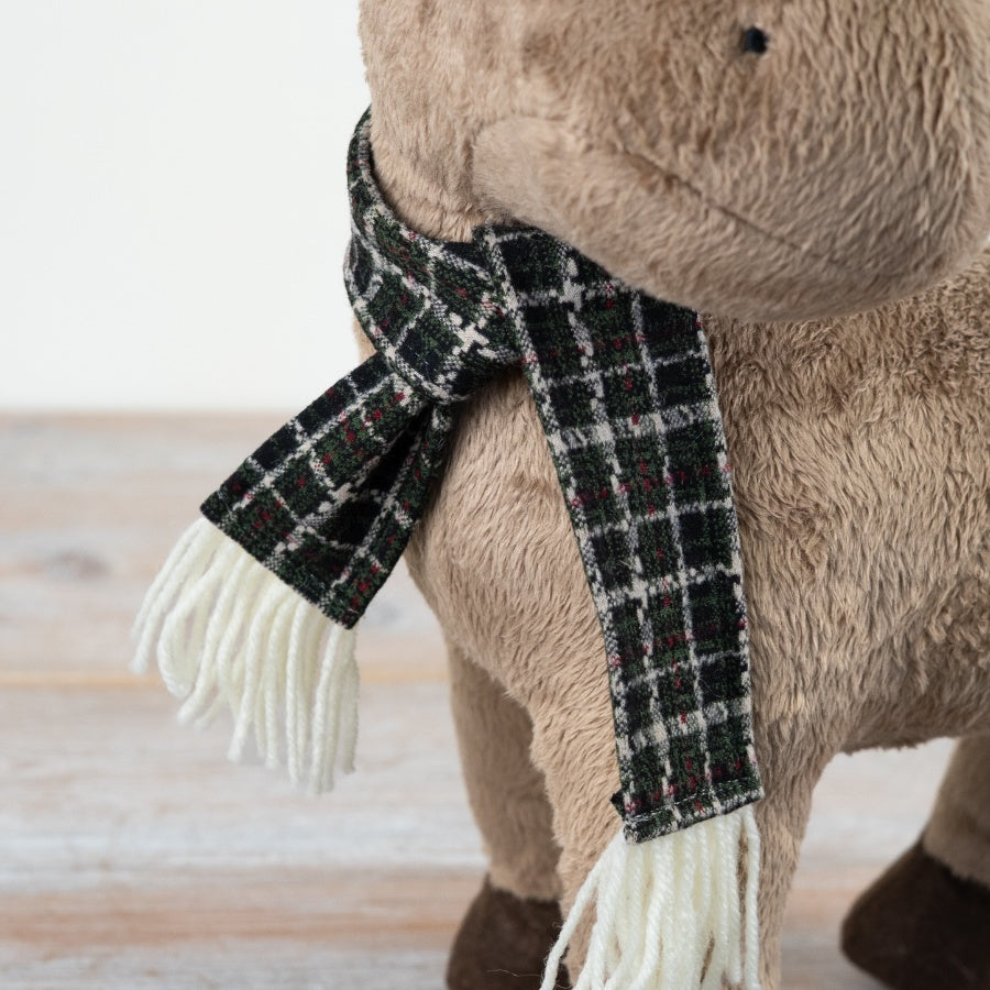 Standing Reindeer Christmas Decoration with Scarf, 48cm