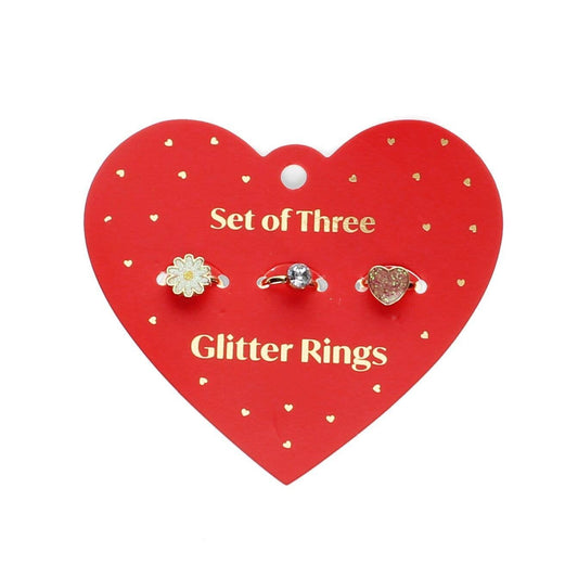 Children’s Glitter Ring Set – 3 Adjustable Rings