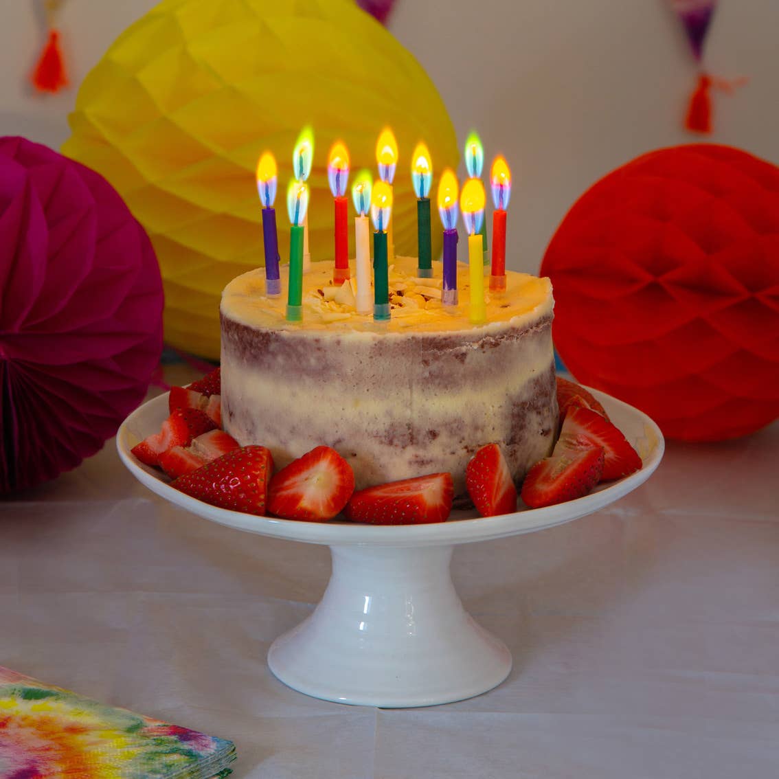 Coloured Flame Birthday Candles | 12 Pack | Cake Candles |
