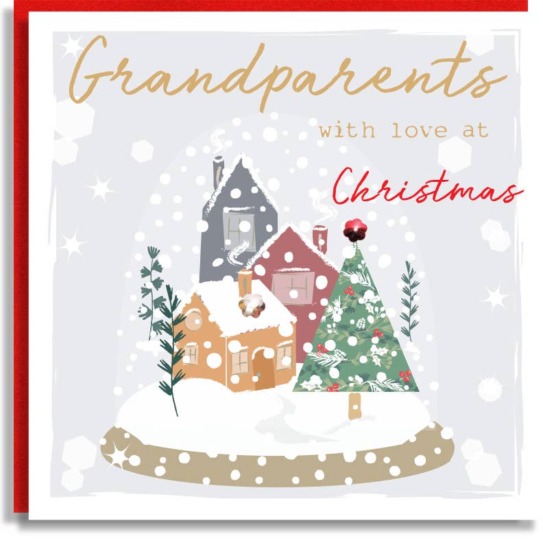 Grandparents Snowglobe Christmas Sequin Wholesale Card