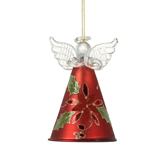 Glass Angel with Holly Design Skirt Bauble
