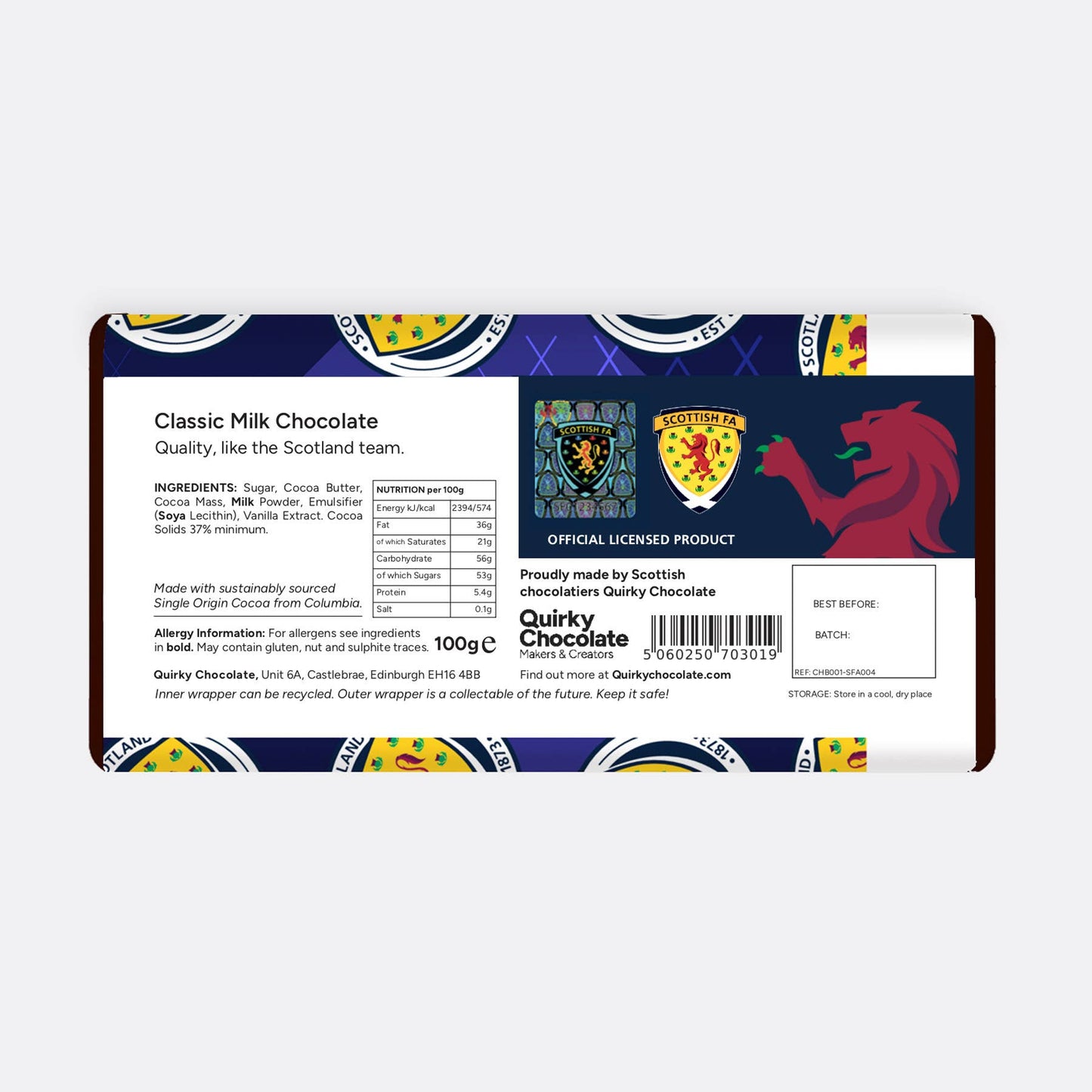 Scottish Football Licensed Bar - No.1 Fan, Milk Chocolate