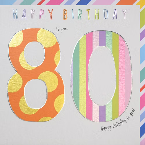 80th Birthday Card - Wendy Jones Blackett
